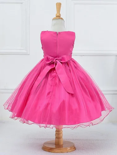 Miniatura 2 de Wocau - Vestido sin mangas para niñas con lentejuelas malla de tul y diseño de flor