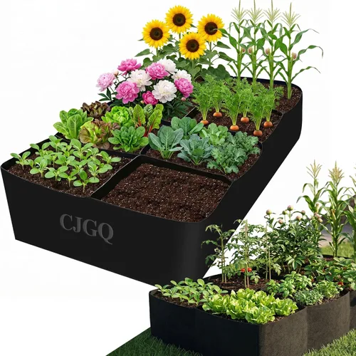 Miniatura 8 de CJGQ Bolsa de cultivo de jardín de tela elevada de 4x2x1 pies para cultivar hierbas, flores y verduras de 55 galones