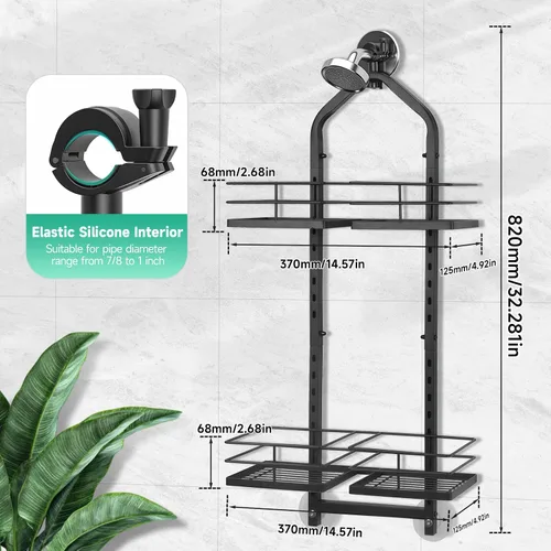 Miniatura 7 de Organizador de ducha colgante para cabezales de ducha de mano, ajustable, organizador de ducha colgante de manguera de acero inoxidable, organizador
