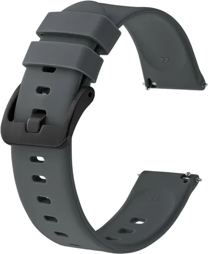 Miniatura 97 de BISONSTRAP Correas de reloj de silicona, correas de reloj delgadas con liberación rápida, 0.787 in, negro con hebilla negra