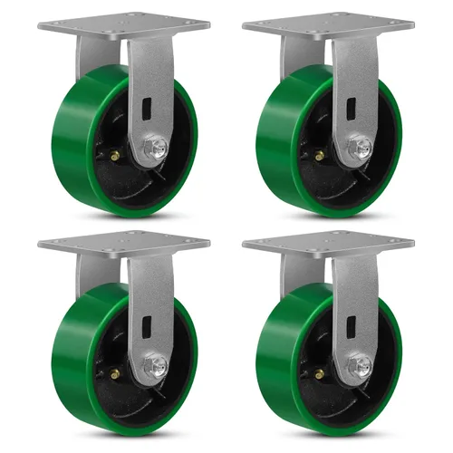 Miniatura 22 de Ruedas giratorias, ruedas industriales de 4 pulgadas resistentes, poliuretano en rueda de acero, ruedas giratorias de placa superior