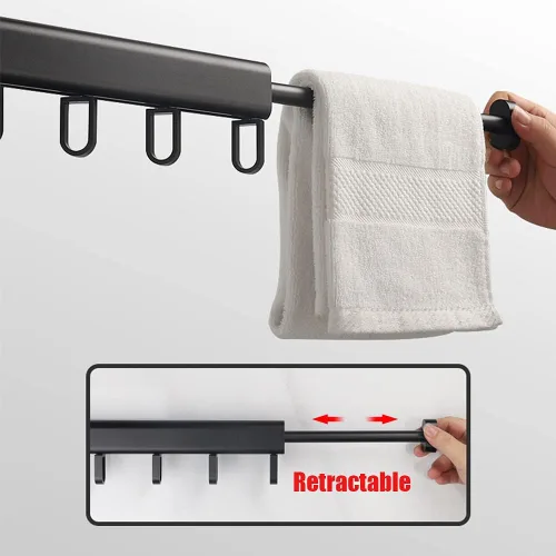 Miniatura 4 de BESTHLS Estante de secado de ropa montado en la pared para ahorrar espacio, diseño para balcón, vestíbulo, dormitorio plegable (2 polos negro)