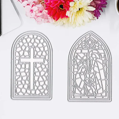 Miniatura 4 de Troqueles de corte cruzado de religión cristiana para ventana de iglesia, troqueles para hacer tarjetas, fondo de cruz de Navidad, troquelado