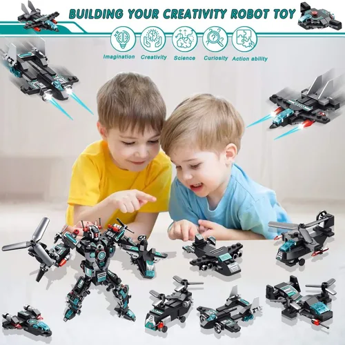 Miniatura 3 de MOONTOY Juego de 577 juguetes de construcción de robot STEM 25 en 1, bloques de construcción, ladrillos, vehículos de construcción, regalos
