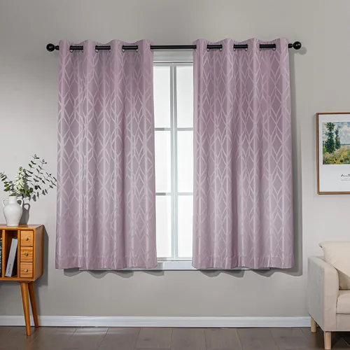 Miniatura 16 de Amazon Basics Cortinas Jacquard 100% opacas de 2 piezas, cortinas para sala de estar y dormitorio, tratamiento de ventana con aislamiento térmico