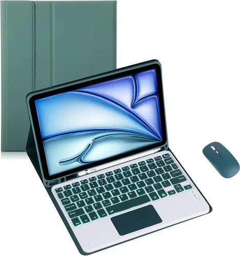 Miniatura 10 de Funda de teclado para tableta Samsung Galaxy Tab A8 X200/X205 de 10.5 pulgadas, cubierta protectora de teclado con soporte multiángulo, borde de Azul