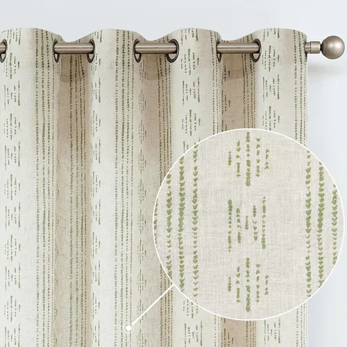 Miniatura 17 de jinchan Cortinas bohemias a rayas para sala de estar, cortinas de lino estilo granja de 63 pulgadas de largo, 2 paneles para dormitorio, mudcloth