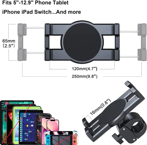 Miniatura 4 de Timewall - Soporte universal para teléfono con abrazadera, soporte universal para iPad iPhone para bicicleta giratoria, bicicleta estática