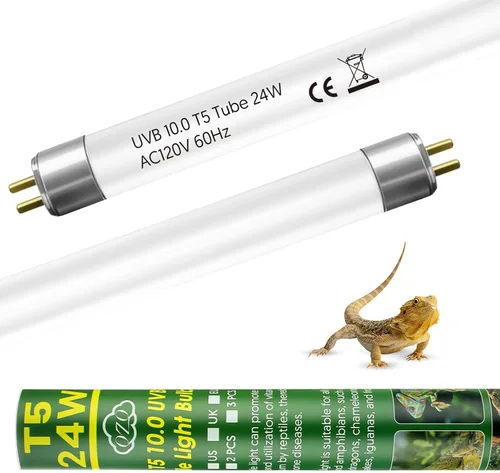 Miniatura 8 de QZQ T5 UVB - Kit combinado de luces para reptiles de 8 W, luz UVB para reptiles con salida UVB conmutable 5.0 y 10.0, lámpara de campana de terrario