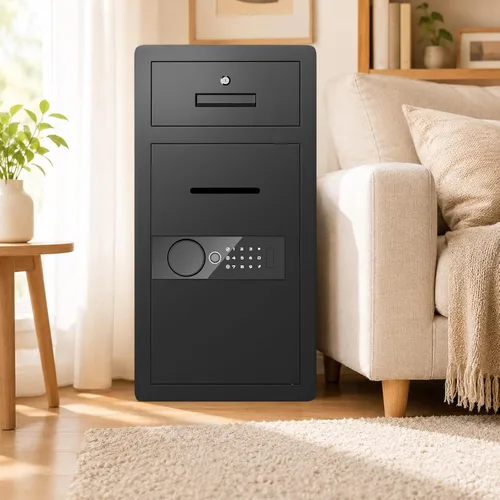 Miniatura 9 de 2.4 Cu Ft Small Safe Box Fireproof Waterproof -Home Safe with Biometric Fingerprint Drawer & Removable Shelf, Dual Alarm System,Gun Safe for