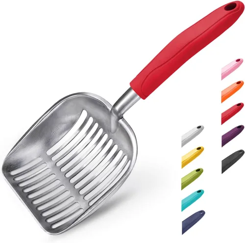 Miniatura 6 de WePet Cuchara de arena para gatos, tamiz de aleación de aluminio, pala de metal profunda, mango largo, tamizado de excrementos, levantador de heces