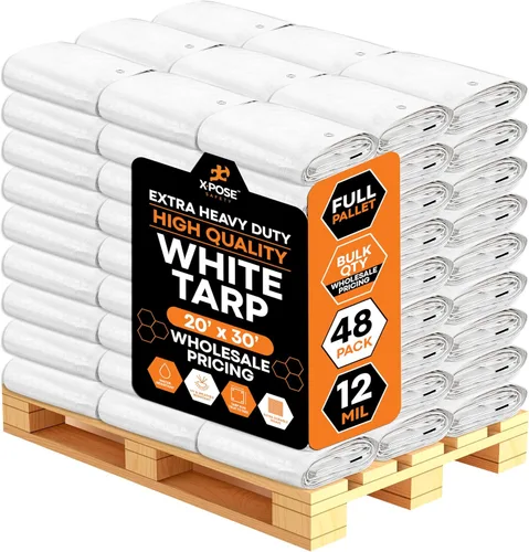 Miniatura 149 de Lona protectora Xpose Safety multiusos, de poliéster blanco, resistente, resistente al agua, resistente a la intemperie, resistente a rasguños