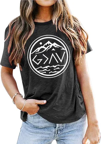 Miniatura 4 de God is Greater Than The High and Lows - Camiseta de manga corta para mujer diseño gráfico inspirador de montaña cristiana