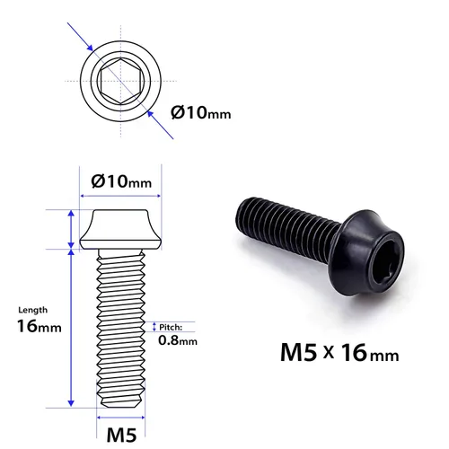 Miniatura 3 de ONIPAX Pernos de jaula de aluminio para botella de agua M5 x 0.630 in Paquete de 4 piezas (negro)