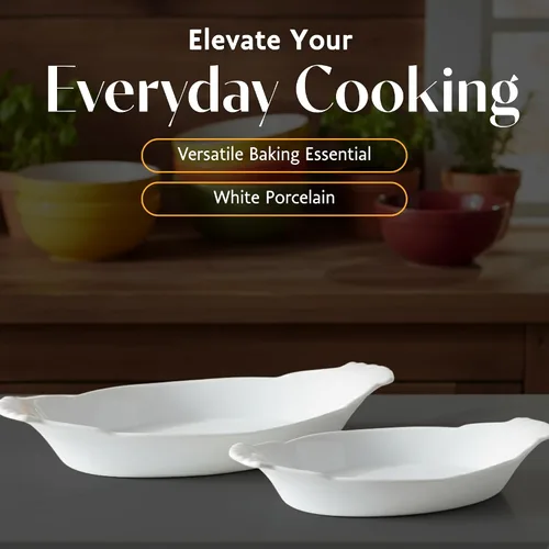 Miniatura 2 de BIA Cordon Bleu Juego de 2 utensilios para hornear clásicos, platos ovalados gratinados, aptos para microondas, horno y lavavajillas, porcelana