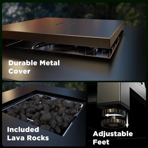 Miniatura 5 de Ciays CIFPT11B, mesa para fogata de propano de 27 pulgadas con dos soportes para tazas, fogata de gas de acero de 50,000 BTU con sistema