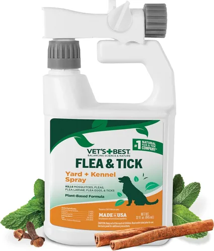 Vet's Best - Espray contra pulgas y garrapatas para jardín y perrera, espray para perros contra pulgas, mosquitos y garrapatas, ingredientes a base