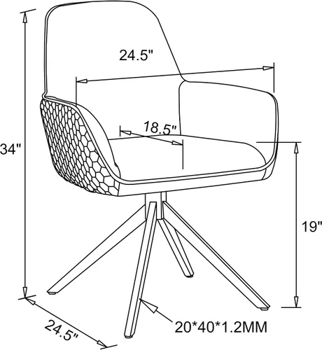 Miniatura 3 de Coaster Home Furnishings - Abby - Silla de comedor de tela - Base giratoria de 360 grados, brazos bajos y respaldo alto, asientos anchos