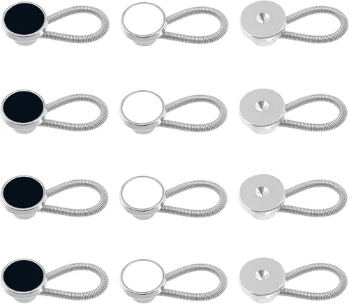 Deshionew 12 extensores de cuello para camisa, extensores de botón, cómodos extensores de cuello elásticos para camisas de vestir de hombre, puños,