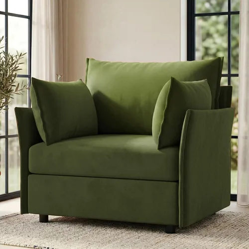 Miniatura 27 de ABCASA Silla de Acento de Gran Tamaño, Sillón Moderno Tapizado con Respaldo Extraíble y Funda Desmontable, Asiento de 24.5 Pulgadas de Profundidad