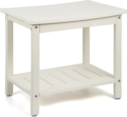 Apolimi Banco de ducha HDPE, taburete de ducha con estante de almacenamiento, taburete de spa de 2 niveles para ducha interior, asiento de ducha