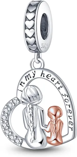 Miniatura 46 de Pulsera y collar de plata de ley 925 con dije de corazón, mariposa, loto, avión, viaje, lindo gato, cuentas, regalo para mujer