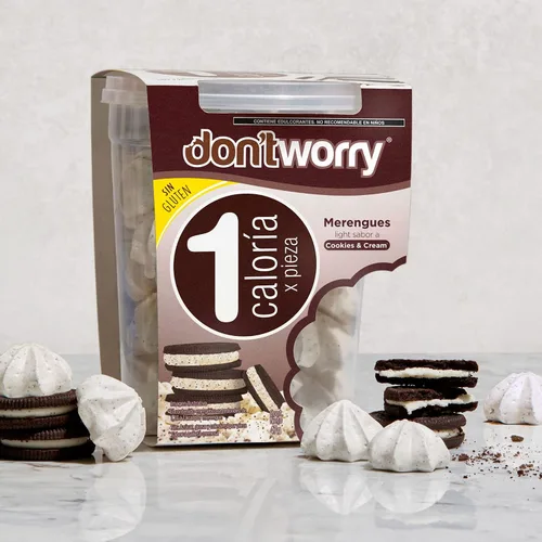 Miniatura 4 de Don't Worry Galletas de merengue aptas para dieta cetogénica, galletas y crema, paquete de 2, solo 1 calorías por pieza, dulces saludables