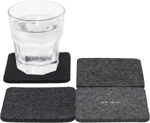 Miniatura 58 de Graf Lantz - Juego de 4 posavasos redondos de lana de merino Bierfilzl - Negro (círculos de 10 cm) - Absorbe el 30% del peso - Lana alemana
