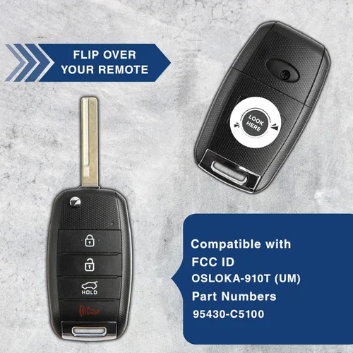 Miniatura 4 de Llavero retráctil con entrada sin llave compatible con Kia Sorento 2016-2018 (OSLOKA-910T) Uno
