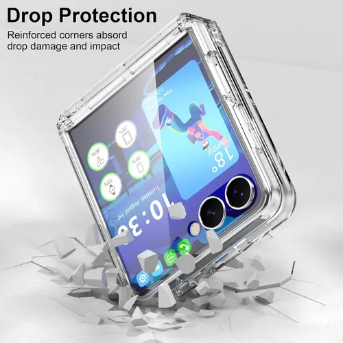 Miniatura 6 de Funda magnética diseñada para Samsung Galaxy Z Flip 6/5 con protección de bisagra, protector de pantalla y soporte [compatible con MagSafe], funda