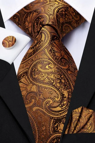 Miniatura 2 de Dubulle Conjunto de corbata de seda paisely para hombre con corbata y bolsillo cuadrado