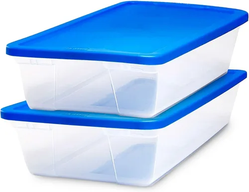 Miniatura 10 de HOMZ - Paquete de 10 contenedores Snaplock, pequeños organizadores de plástico transparentes con tapas, 6 cuartos de galón, azul - Cajas Tapa azul