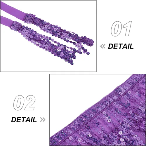Miniatura 4 de Belly Dance Skirt Fringe Skirt Sequins Tassel Hip Scarf Rave Party Dance Performance Costume for Women and Girls