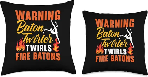 Miniatura 3 de Majorette Gymnastic Dancing Baton Twirl Warning Twirler Fire Baton - Almohada giratoria, 18 x 18 pulgadas, multicolor
