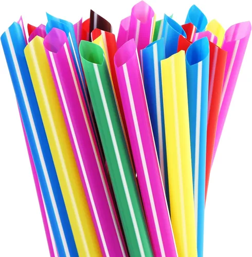 ALINK Pajitas de plástico extra anchas para batidos de té Boba de arcoíris, 1/2 pulgadas de ancho x 8 1/2 pulgadas de largo, pajitas grandes de