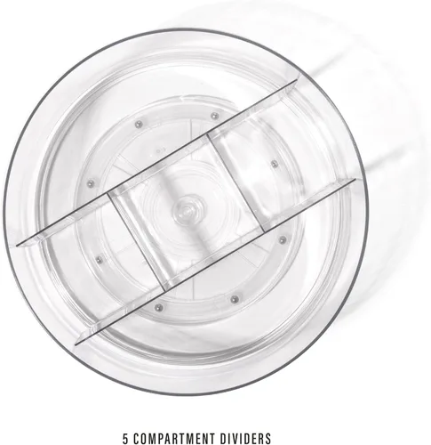 Miniatura 3 de BINO Organizador redondo de plástico con 5 compartimentos, transparente Contenedor giratorio dividido para plato giratorio Organizador giratorio