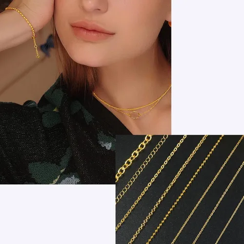 Miniatura 7 de Ecoofor Cadenas de collar de oro para hacer joyas, 62.3 pies, 8 rollos de cadenas de joyería para hacer collares, pulseras y joyas con anillos