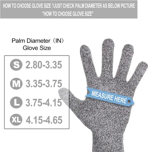 Miniatura 3 de Guantes resistentes a cortes, protección de manos de grado alimenticio nivel 5, guantes de corte de cocina (XS)