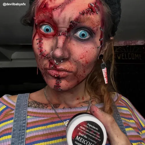Miniatura 6 de MEICOLY Sangre Coagulada de Halloween de Calidad Actualizada, 30g/1.06 oz Gel de Sangre Falsa con Esponja de Punteado Negro, para Heridas SFX