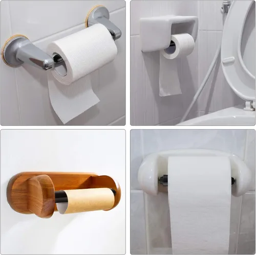 Miniatura 7 de Shappy 4 piezas de soporte universal de papel higiénico de repuesto con resorte de plástico retráctil de repuesto para papel higiénico, soporte