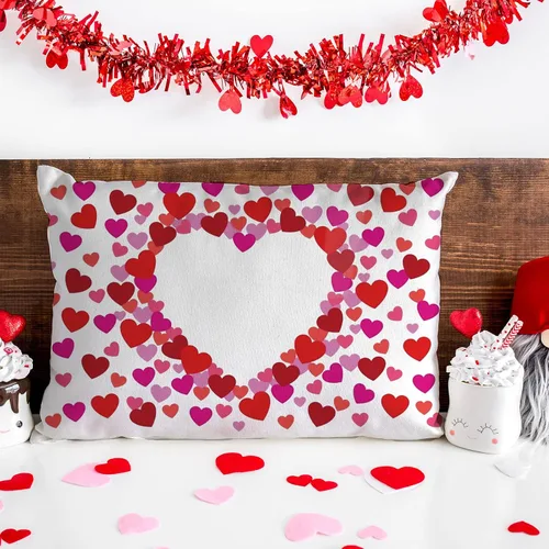 Miniatura 2 de Ogiselestyle Funda de almohada lumbar de corazón de amor de San Valentín, 12 x 20 pulgadas, decoración de aniversario, boda, para sofá