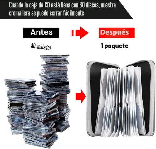 Miniatura 4 de Siveit - Funda para CD, capacidad para 80, negra, de plástico, estante de almacenamiento portátil Negro