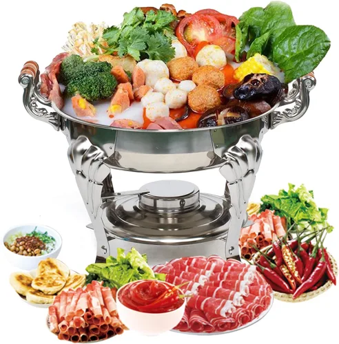 Miniatura 8 de Juego de bufé de platos de acero inoxidable 201, calentador de catering rectangular plateado, calentador de alimentos para fiestas, bufé
