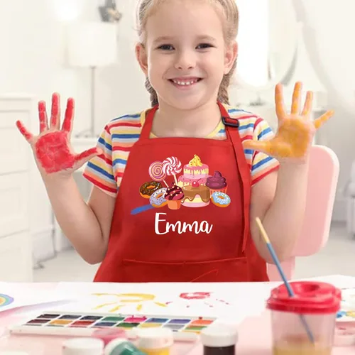 Miniatura 2 de 7th Hill Delantal Personalizado para Niños para Cocinar, Delantal Infantil Personalizado con Sombrero de Chef, Delantal de Cocina para Niños