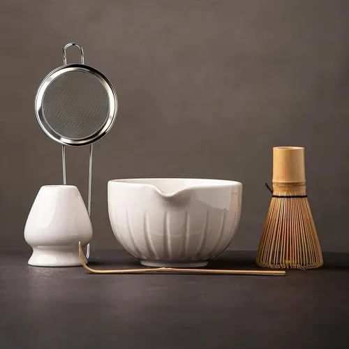 Miniatura 12 de TANG PIN Juego de matcha – Tazón de matcha con boquilla y batidor, 15 onzas, cuchara de matcha Soporte para batidor de Matcha (soporte Chasen)