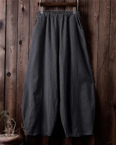 Miniatura 6 de IXIMO - Pantalones de lino y algodón holgados para mujer con cintura elástica y ajuste relajado estilo harén