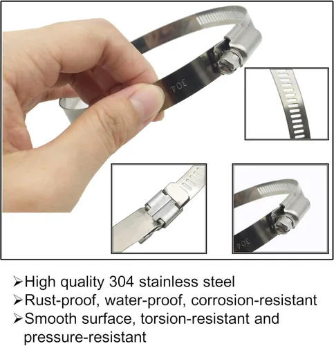 Miniatura 2 de Abrazaderas de conducto de acero inoxidable 304 ajustables de 4 pulgadas para abrazadera de manguera de 4 pulgadas, abrazadera de conducto de aire
