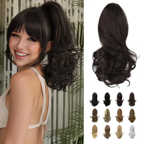 Miniatura 11 de Sofeiyan Extensión de cola de caballo de 11 pulgadas con clip de garra, extensiones de cabello con cola de caballo, cola de caballo larga y rizada