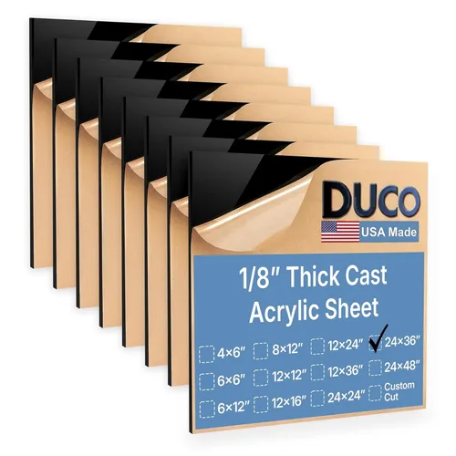 Miniatura 49 de Duco - Hoja de acrílico fundido transparente hecha en Estados Unidos, 1/8 de pulgada de grosor, 12 x 12 pulgadas, 1 paquete de láminas de plexiglás