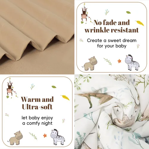 Miniatura 3 de PHF Juego de ropa de cama infantil de 4 piezas, ultra suave, incluye edredón, sábana bajera, sábana encimera y funda de almohada para niños y niñas